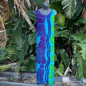 cozy BaliBatik column sheath dress with fringe hem